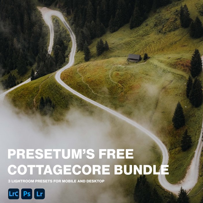 Presetum's free aesthetic lightroom presets bundle is one of the best preset packs for creating that cottagecore aesthetic.