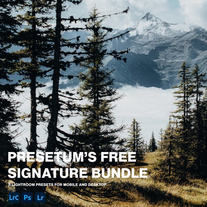 Presetum's free signature lightroom presets bundle is one of the best preset packs for landscape and nature photographers.