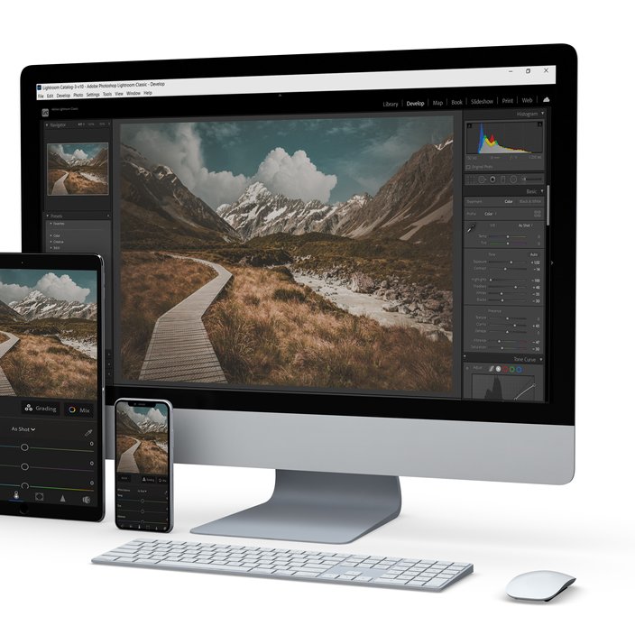 mobile and desktop and tablet with lightroom